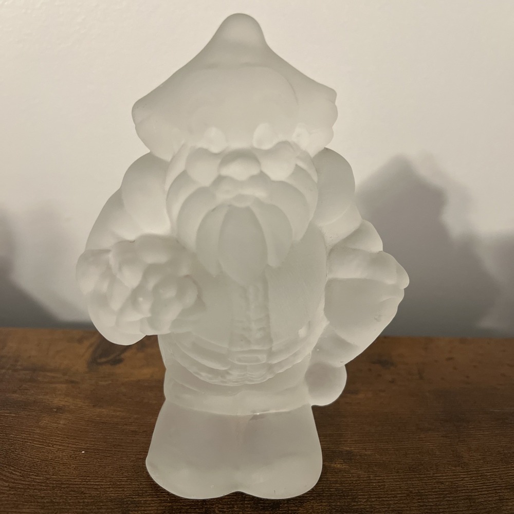 1996 Vintage House of Lloyd Frosted Glass Santa Figurine 5" Christmas Decoration